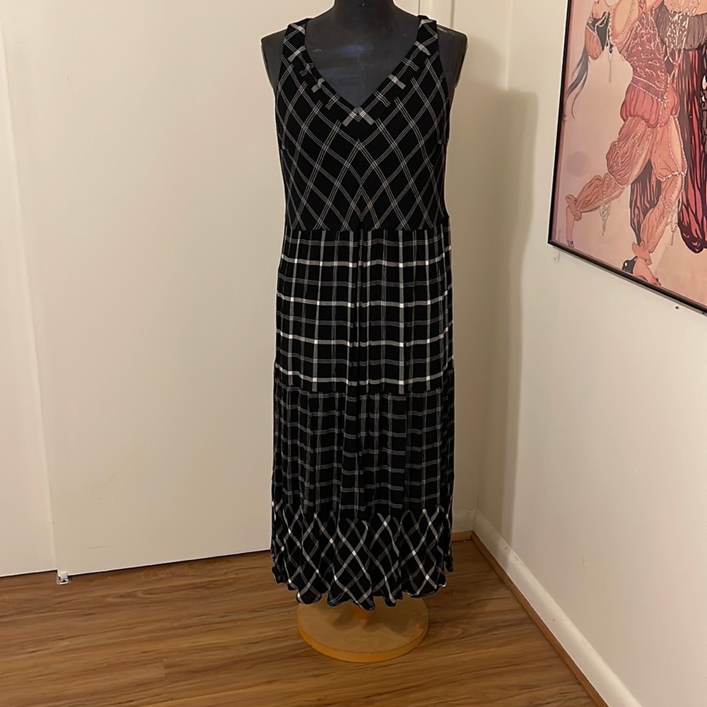 J. Jill Black Plaid Dress Size Medium